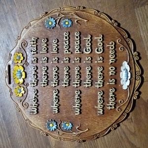 Vintage wall decor mid century modern wall plaque floral daisies